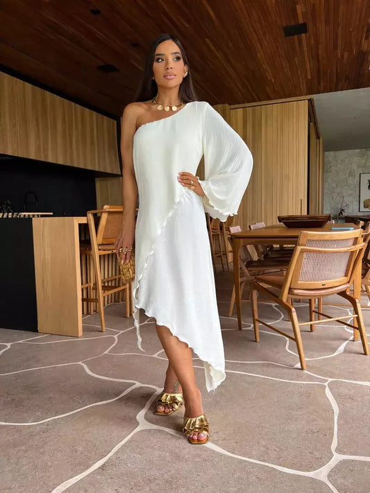 Vestido Ombro Único Assimétrico - Michely