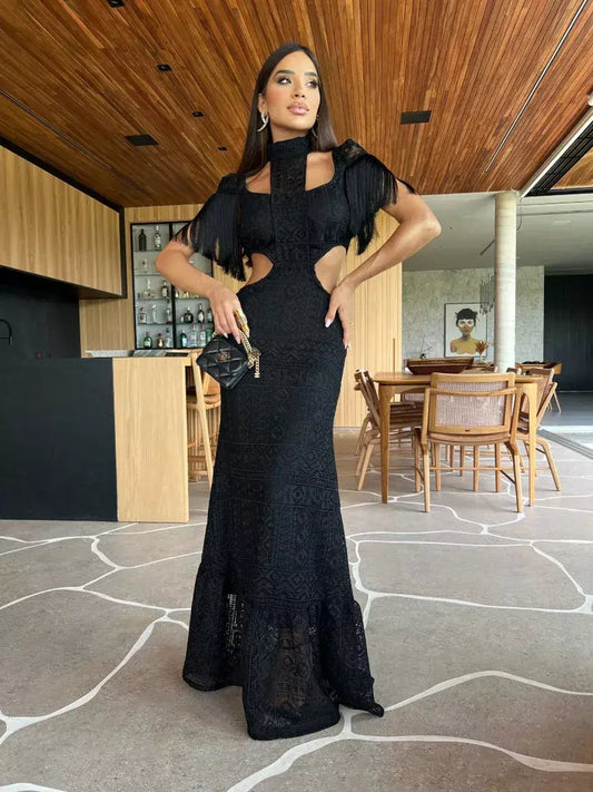 Vestido Elegante Renda Franja - Agápe